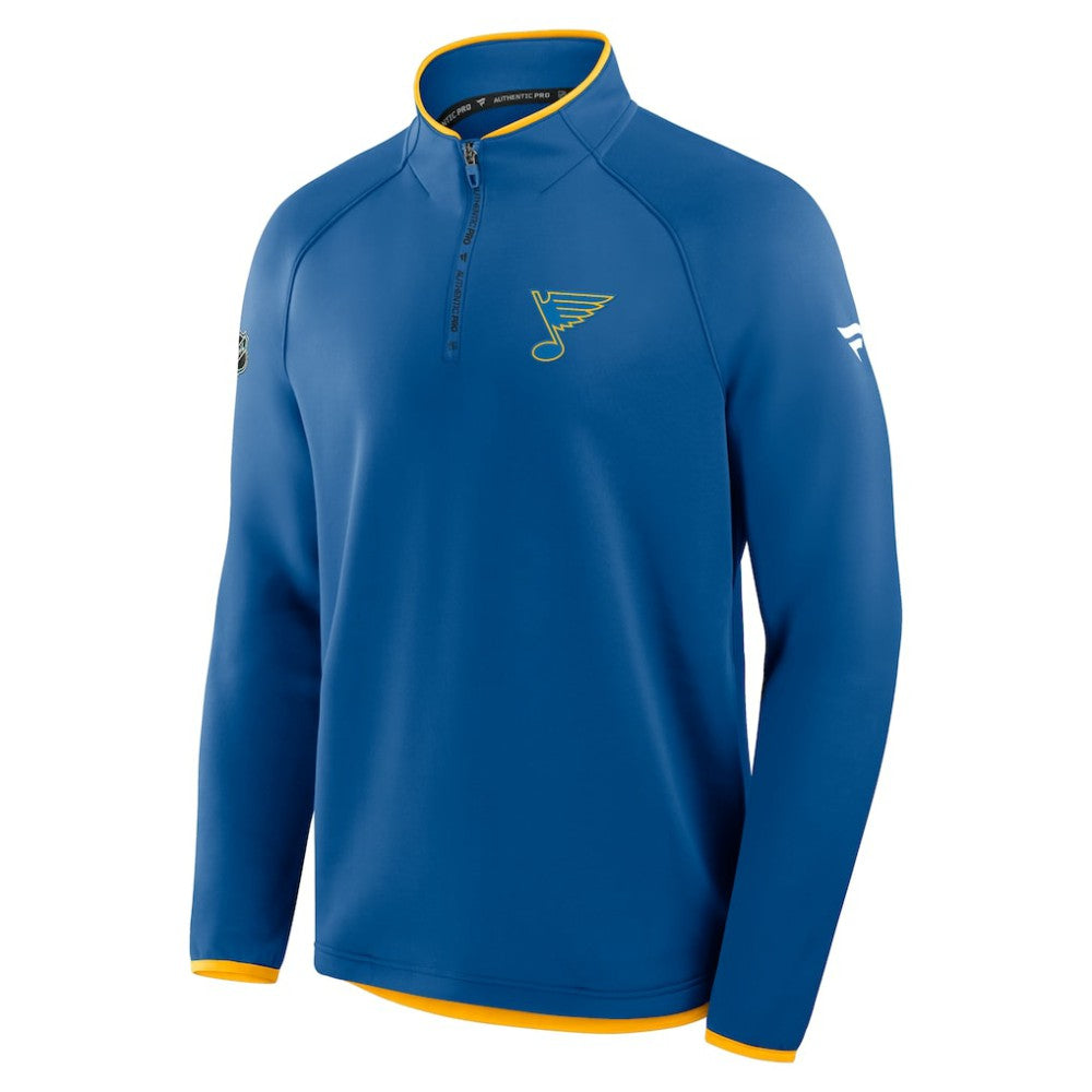 St. Louis Blues Fanatics Authentic Pro Rink Raglan Quarter-Zip Pullover - Blue | Fanatics discount