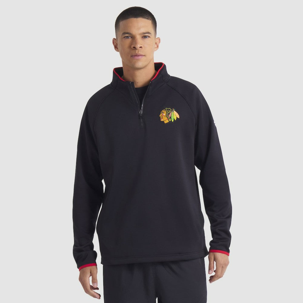Chicago Blackhawks Fanatics Authentic Pro Rink Raglan Quarter-Zip Pullover - Black | Fanatics on sale