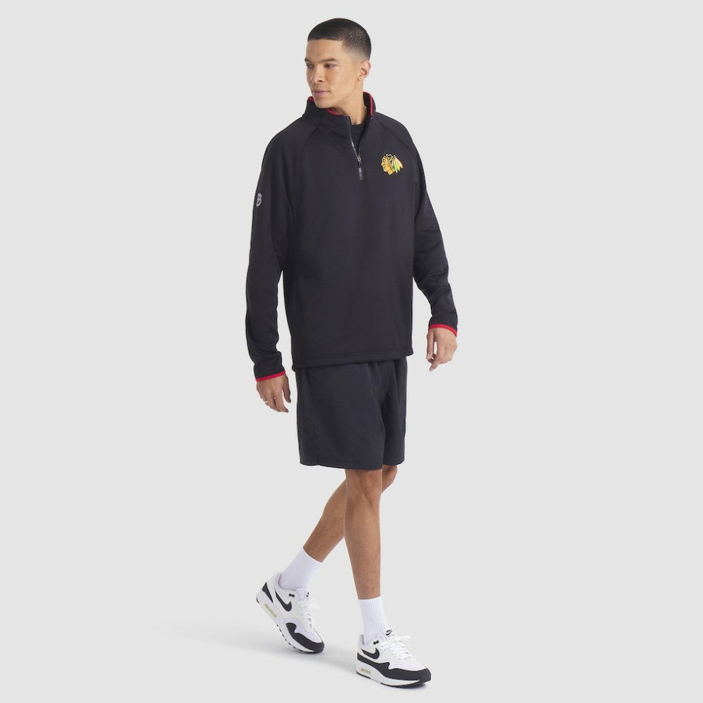 Chicago Blackhawks Fanatics Authentic Pro Rink Raglan Quarter-Zip Pullover - Black | Fanatics on sale