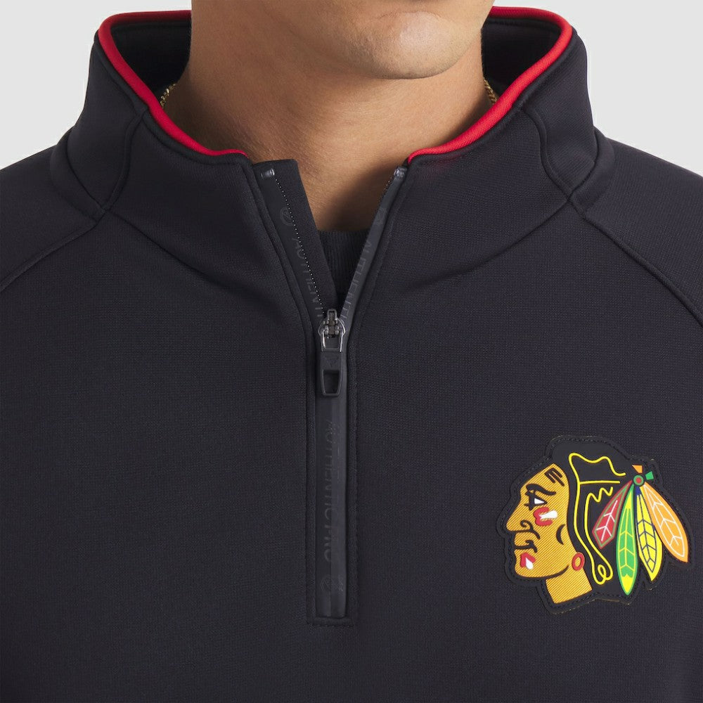 Chicago Blackhawks Fanatics Authentic Pro Rink Raglan Quarter-Zip Pullover - Black | Fanatics on sale