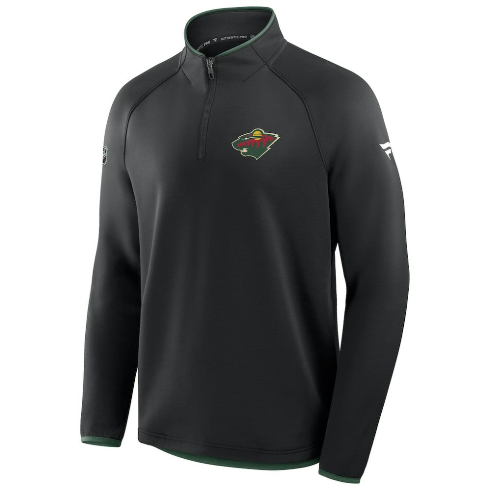 Minnesota Wild Fanatics Authentic Pro Rink Raglan Quarter-Zip Pullover - Black | Fanatics sale