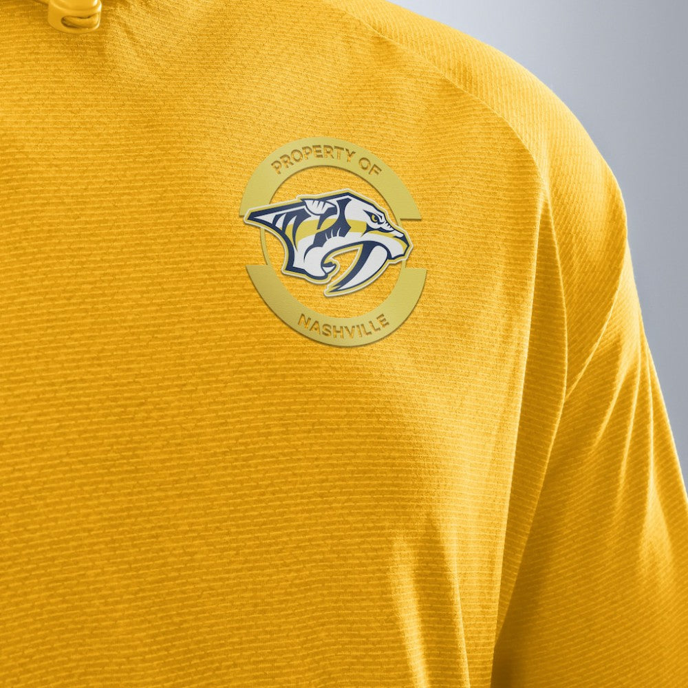 Nashville Predators Fanatics Authentic Pro Rink Hoodie - Gold | Fanatics Lifestyle