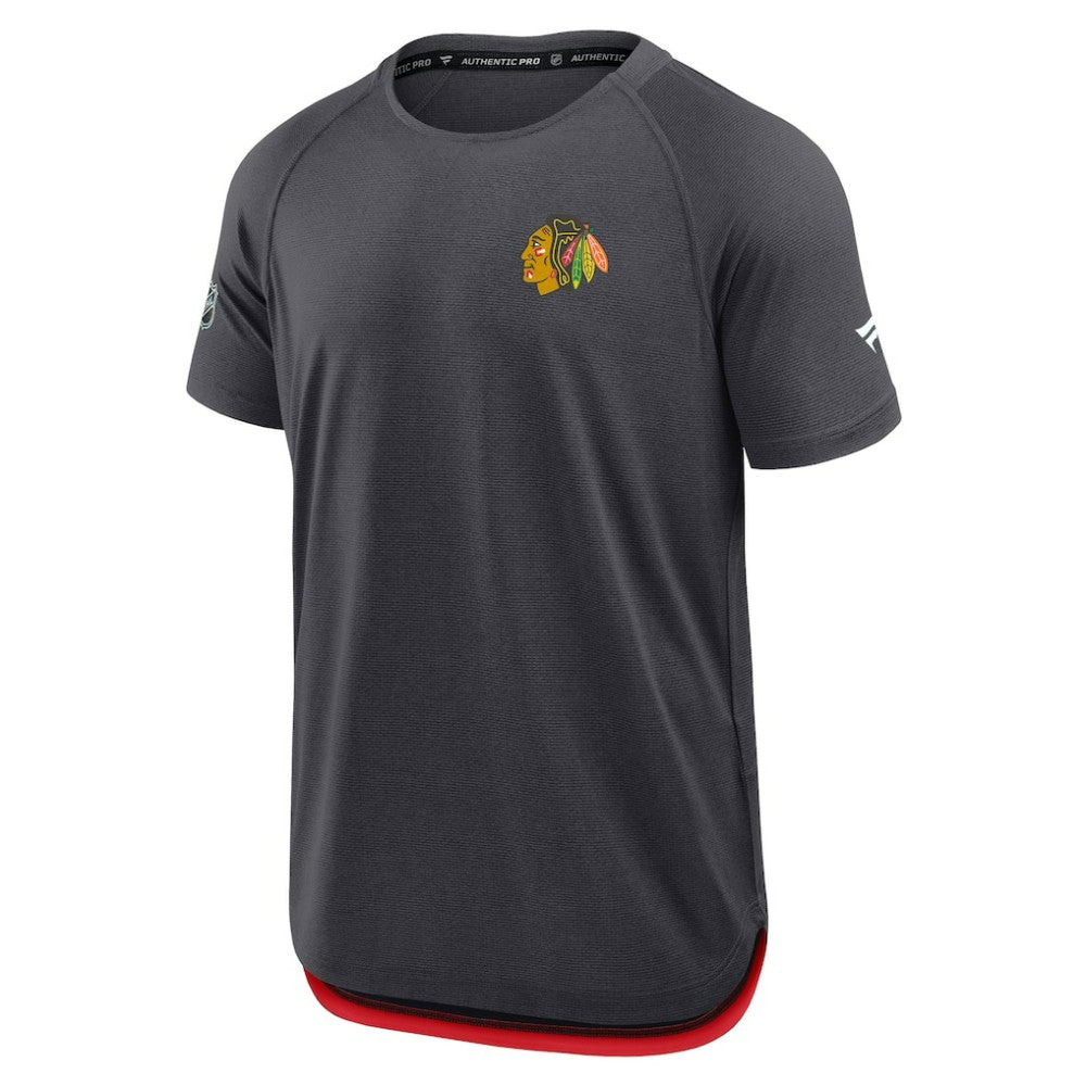 Chicago Blackhawks Fanatics Authentic Pro Rink Raglan Performance T-Shirt - Charcoal | Fanatics online