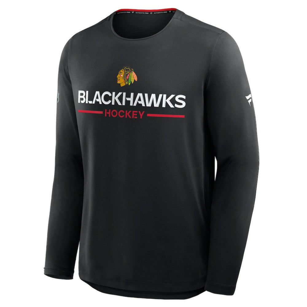 Chicago Blackhawks Fanatics Authentic Pro Rink Tech Long Sleeve T-Shirt - Black | Fanatics Clearance