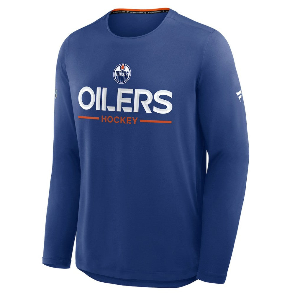 Edmonton Oilers Fanatics Authentic Pro Rink Tech Long Sleeve T-Shirt - Royal | Fanatics Lifestyle
