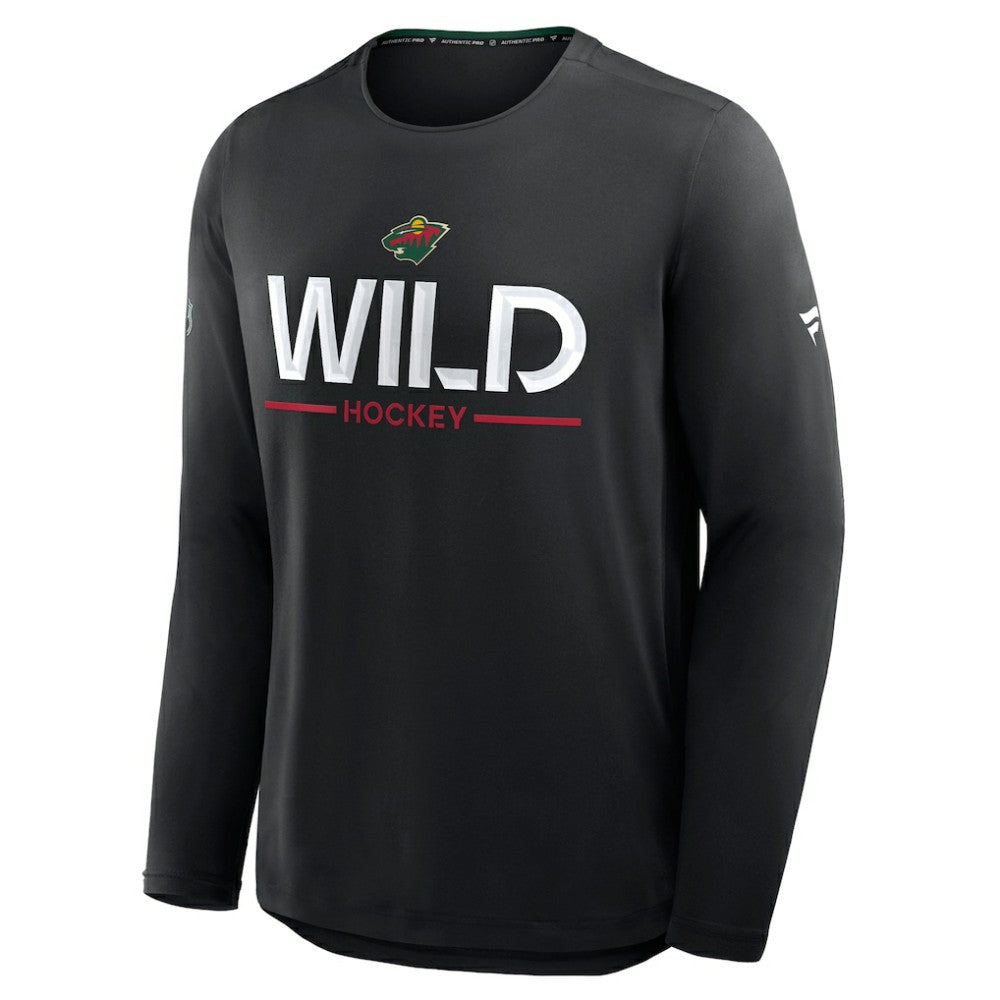 Minnesota Wild Fanatics Authentic Pro Rink Tech Long Sleeve T-Shirt - Black | Fanatics Clearance