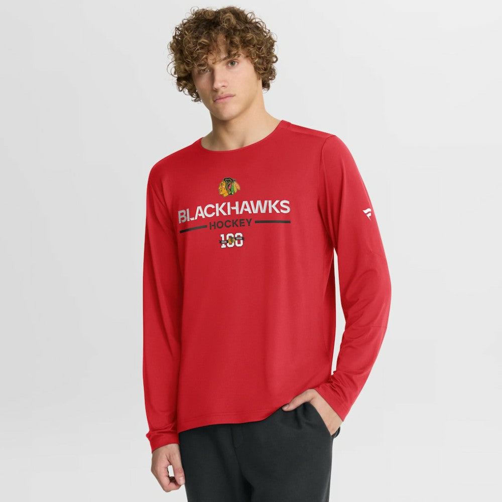 Chicago Blackhawks Fanatics Authentic Pro Centennial Rink Tech Long Sleeve T-Shirt - Red | Fanatics on sale