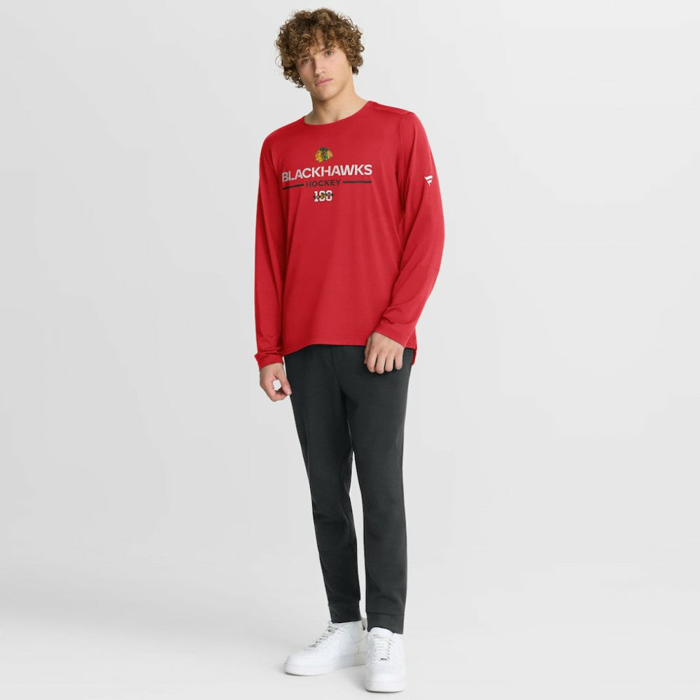 Chicago Blackhawks Fanatics Authentic Pro Centennial Rink Tech Long Sleeve T-Shirt - Red | Fanatics on sale