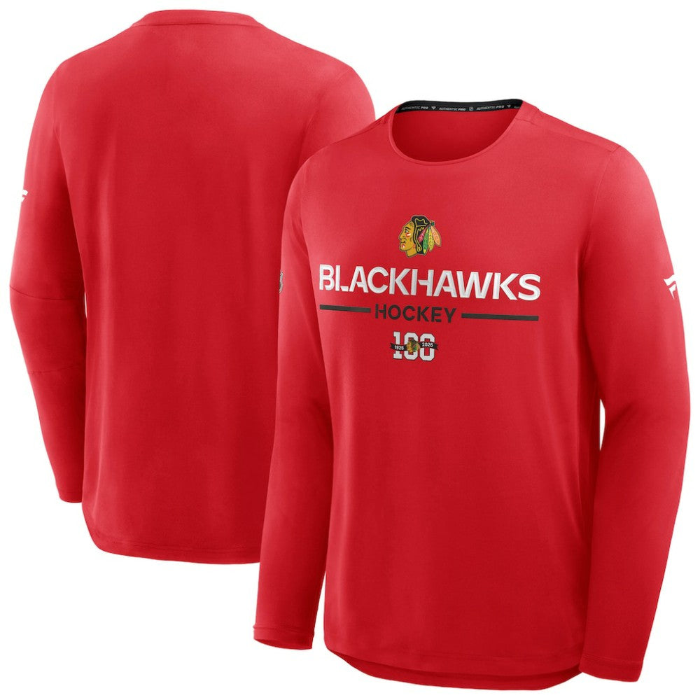 Chicago Blackhawks Fanatics Authentic Pro Centennial Rink Tech Long Sleeve T-Shirt - Red | Fanatics on sale