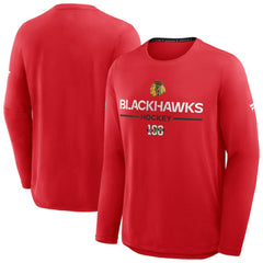 Chicago Blackhawks Fanatics Authentic Pro Centennial Rink Tech Long Sleeve T-Shirt - Red | Fanatics on sale