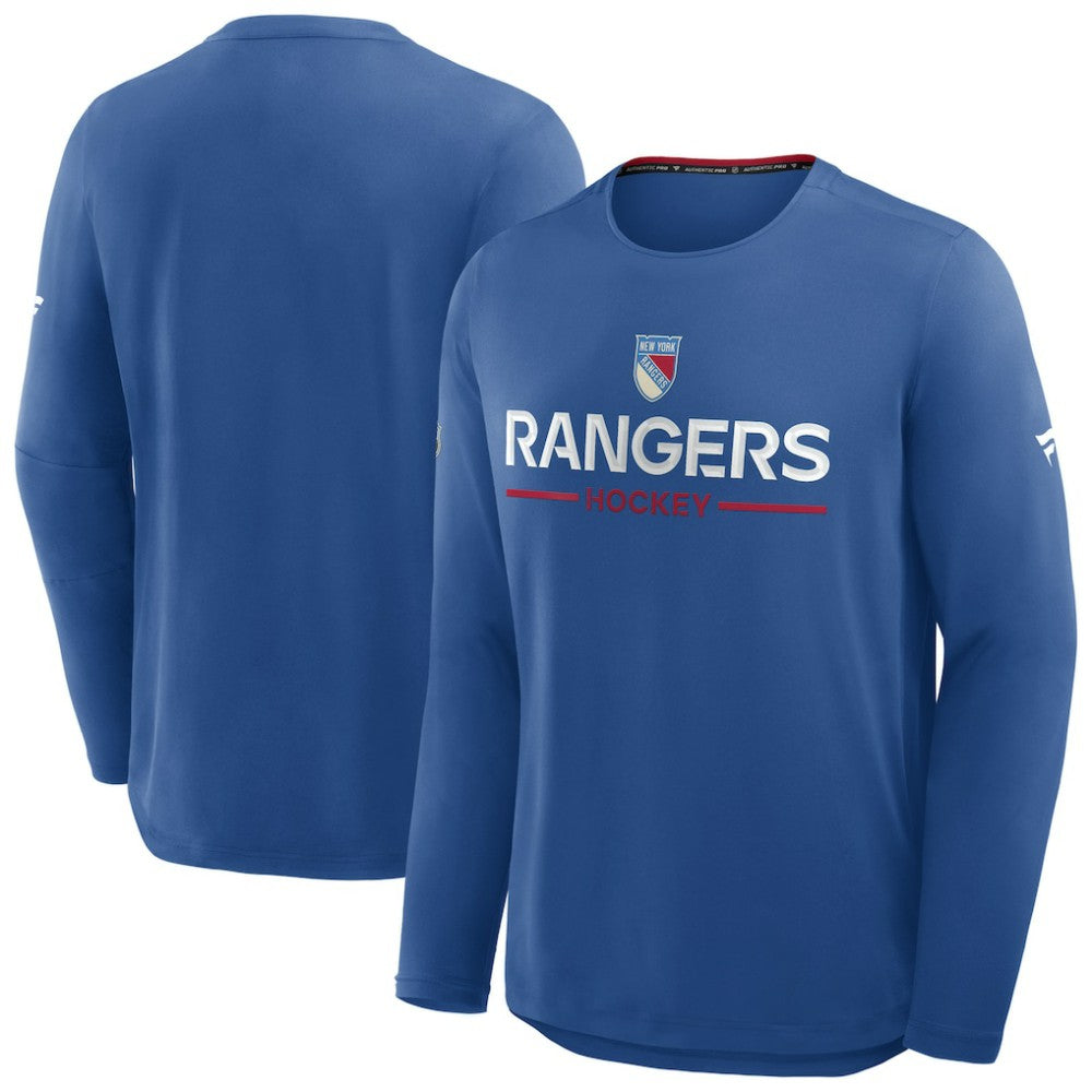 New York Rangers Fanatics Authentic Pro Rink Centennial Tech Long Sleeve T-Shirt - Blue | Fanatics sale