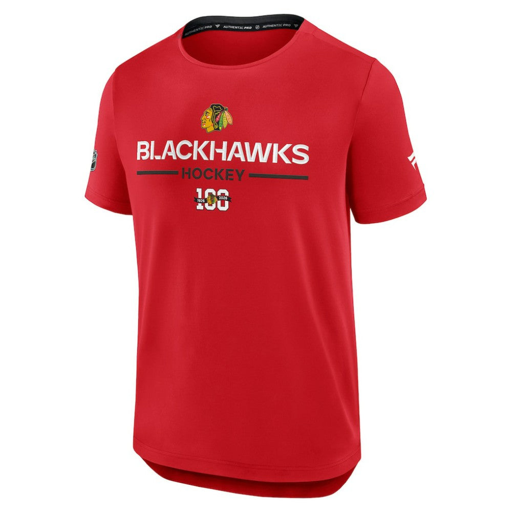 Chicago Blackhawks Fanatics Authentic Pro Centennial Rink Tech T-Shirt - Red | Fanatics Lifestyle