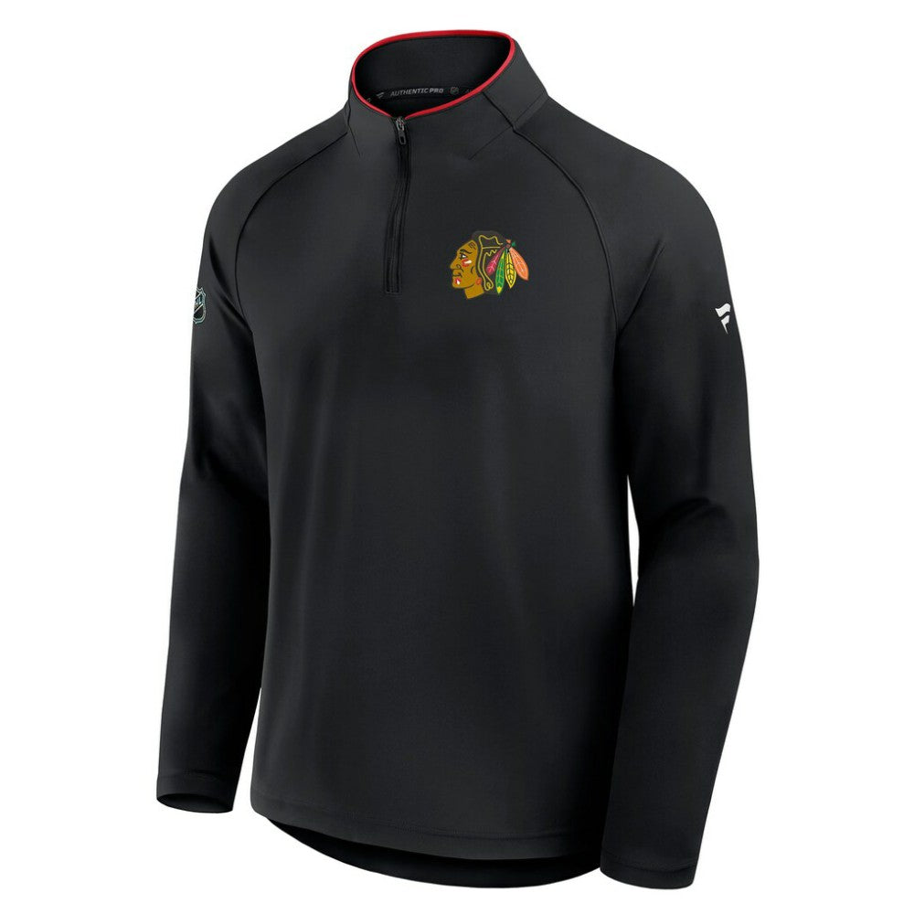 Chicago Blackhawks Fanatics Authentic Pro Rink Training Quarter-Zip Pullover - Black | Fanatics sale