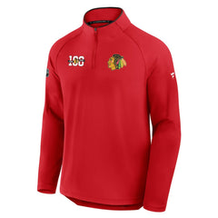 Chicago Blackhawks Fanatics Authentic Pro Rink Training Centennial Raglan Quarter-Zip Pullover - Red | Fanatics discount