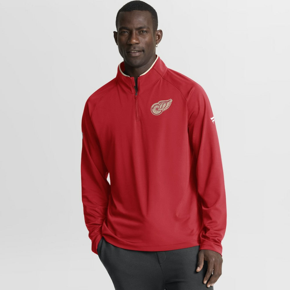 Detroit Red Wings Fanatics Authentic Pro Rink Training Centennial Raglan Quarter-Zip Pullover - Red | Fanatics Lifestyle