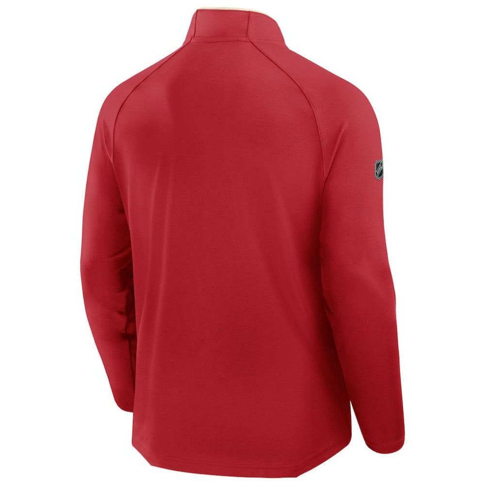 Detroit Red Wings Fanatics Authentic Pro Rink Training Centennial Raglan Quarter-Zip Pullover - Red | Fanatics Lifestyle