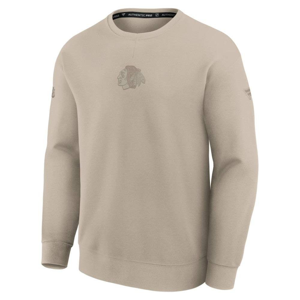 Chicago Blackhawks Fanatics Authentic Pro Road Tri-Blend Sweatshirt - Tan | Fanatics online