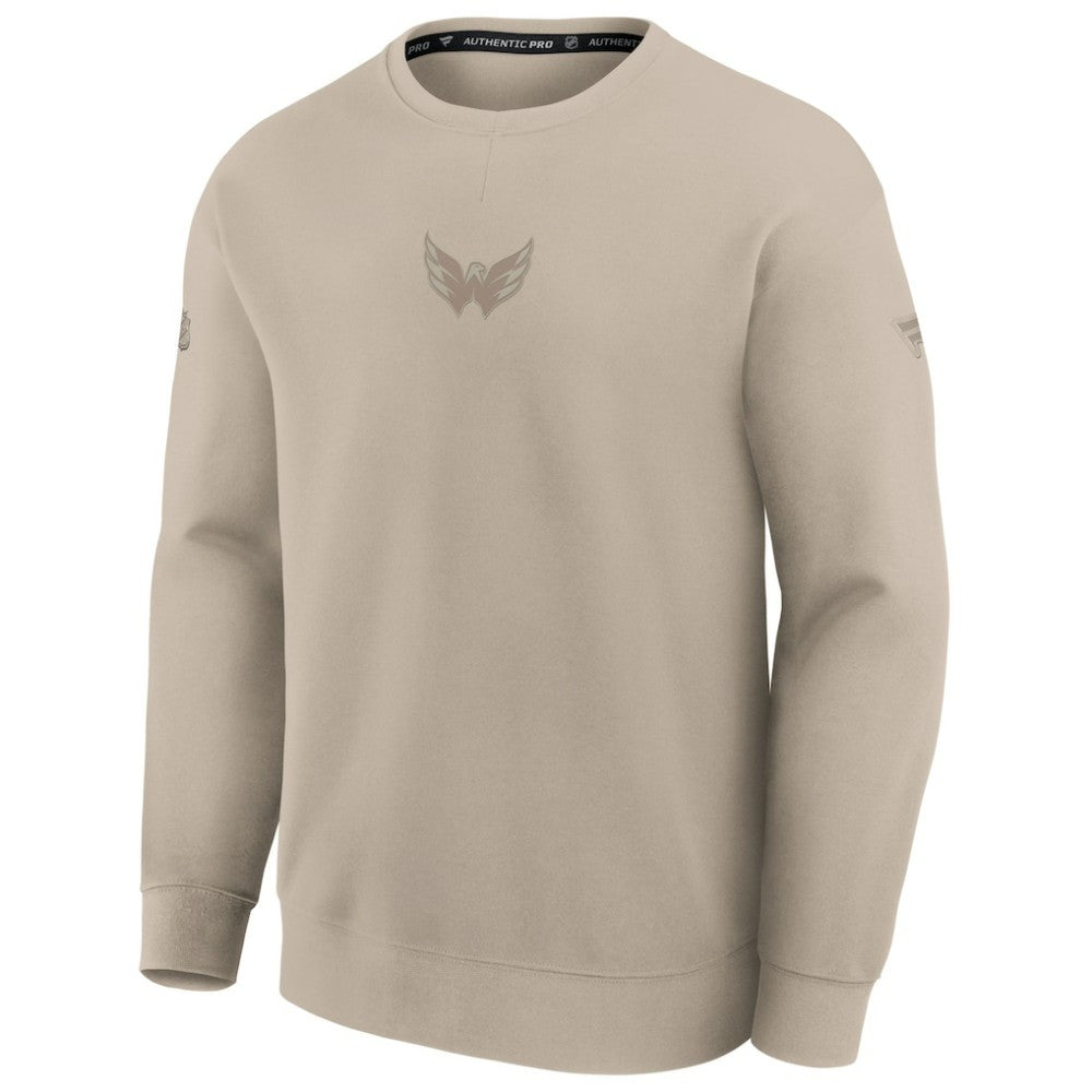 Washington Capitals Fanatics Authentic Pro Road Tri-Blend Sweatshirt - Tan | Fanatics Clearance