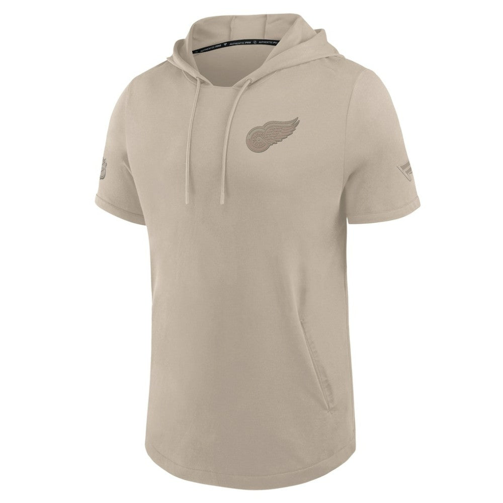 Detroit Red Wings Fanatics Authentic Pro Road Short Sleeve Hoodie - Tan | Fanatics on sale