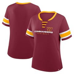 Washington Commanders Women's Redzone Draw Play Athena Lace-Up T-Shirt - Burgundy - Fanatics