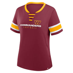Washington Commanders Women's Redzone Draw Play Athena Lace-Up T-Shirt - Burgundy - Fanatics