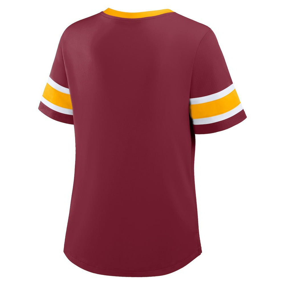 Washington Commanders Women's Redzone Draw Play Athena Lace-Up T-Shirt - Burgundy - Fanatics