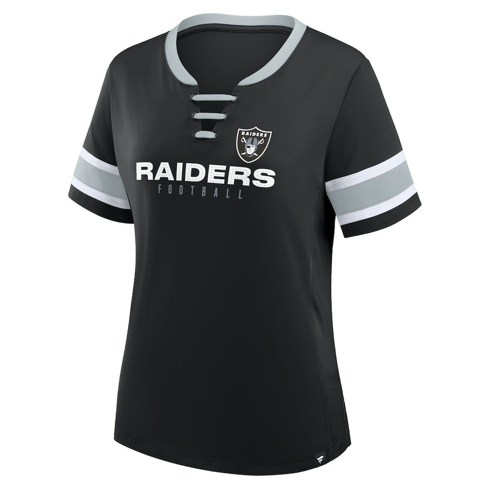 Las Vegas Raiders Women's Redzone Draw Play Athena Lace-Up T-Shirt - Black - Fanatics