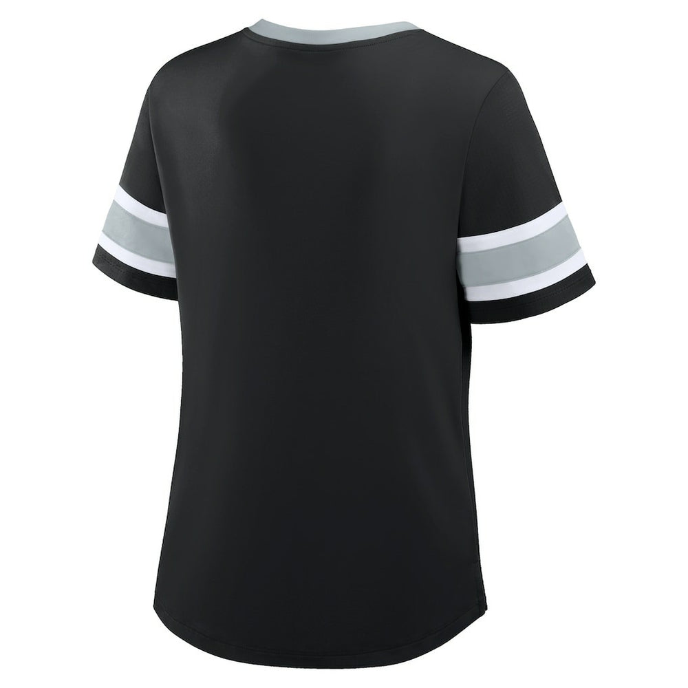 Las Vegas Raiders Women's Redzone Draw Play Athena Lace-Up T-Shirt - Black - Fanatics