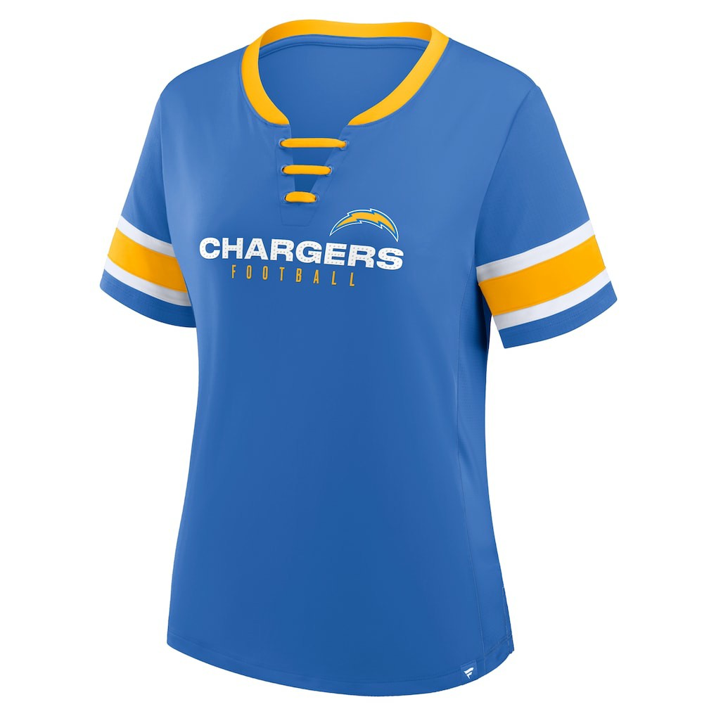 Los Angeles Chargers Women's Redzone Draw Play Athena Lace-Up T-Shirt - Powder Blue - Fanatics