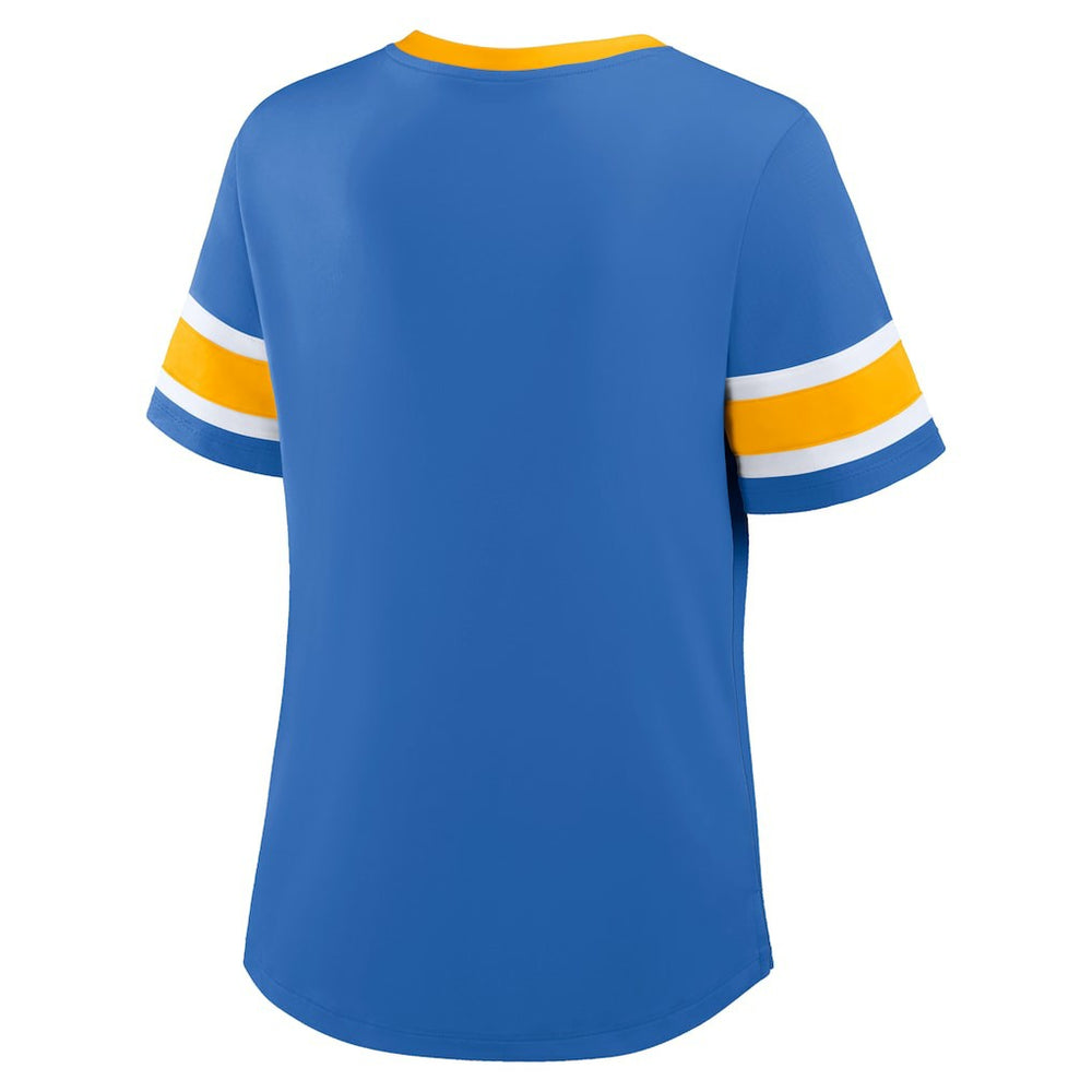 Los Angeles Chargers Women's Redzone Draw Play Athena Lace-Up T-Shirt - Powder Blue - Fanatics
