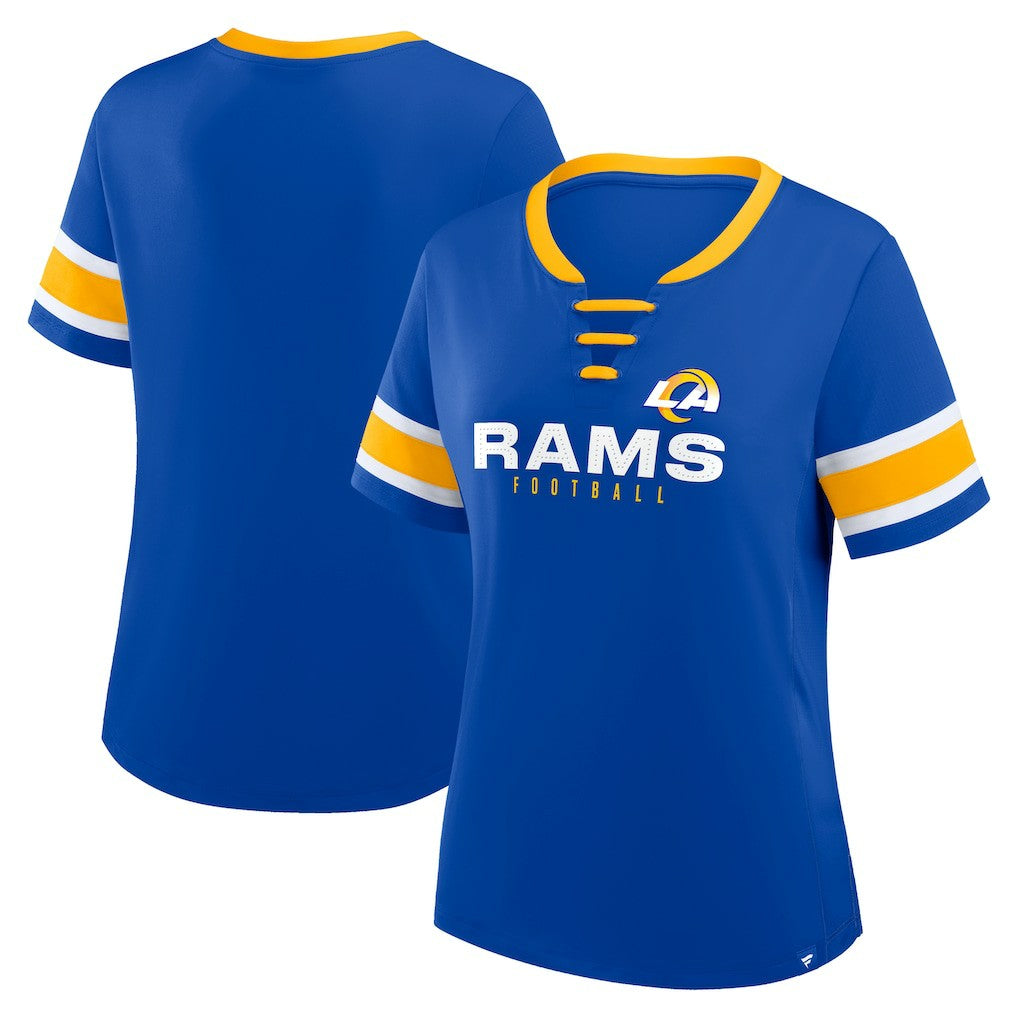 Los Angeles Rams Women's Redzone Draw Play Athena Lace-Up T-Shirt - Royal - Fanatics