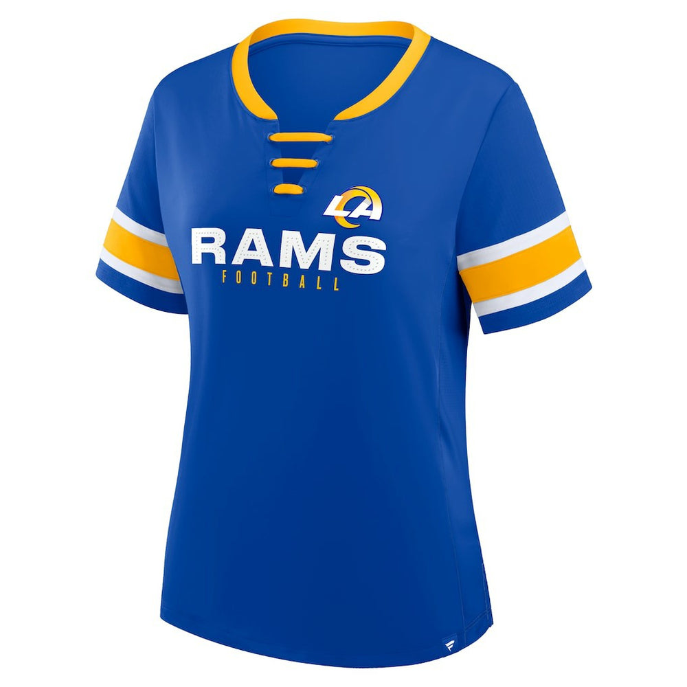 Los Angeles Rams Women's Redzone Draw Play Athena Lace-Up T-Shirt - Royal - Fanatics