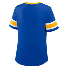 Los Angeles Rams Women's Redzone Draw Play Athena Lace-Up T-Shirt - Royal - Fanatics