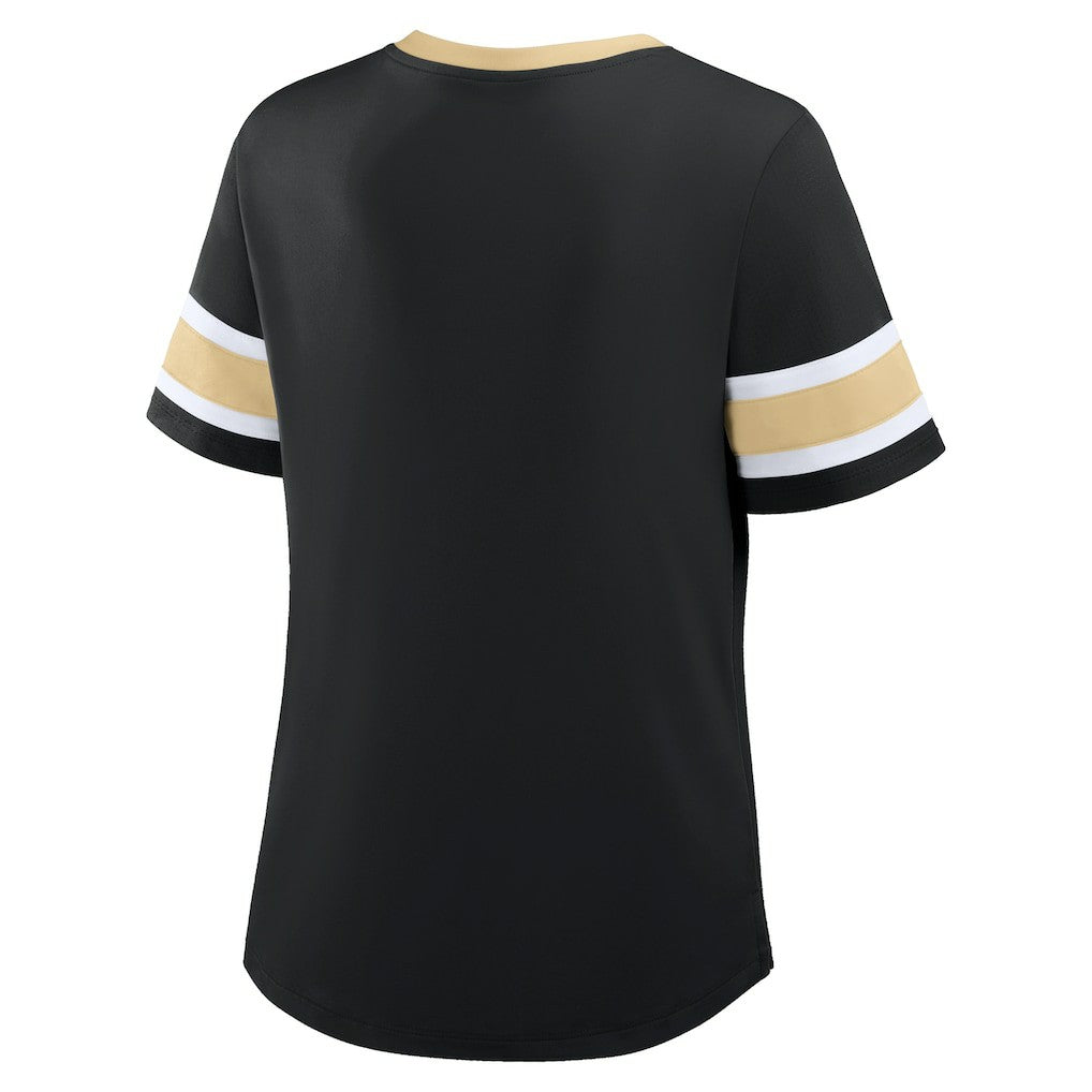 New Orleans Saints Women's Redzone Draw Play Athena Lace-Up T-Shirt - Black - Fanatics