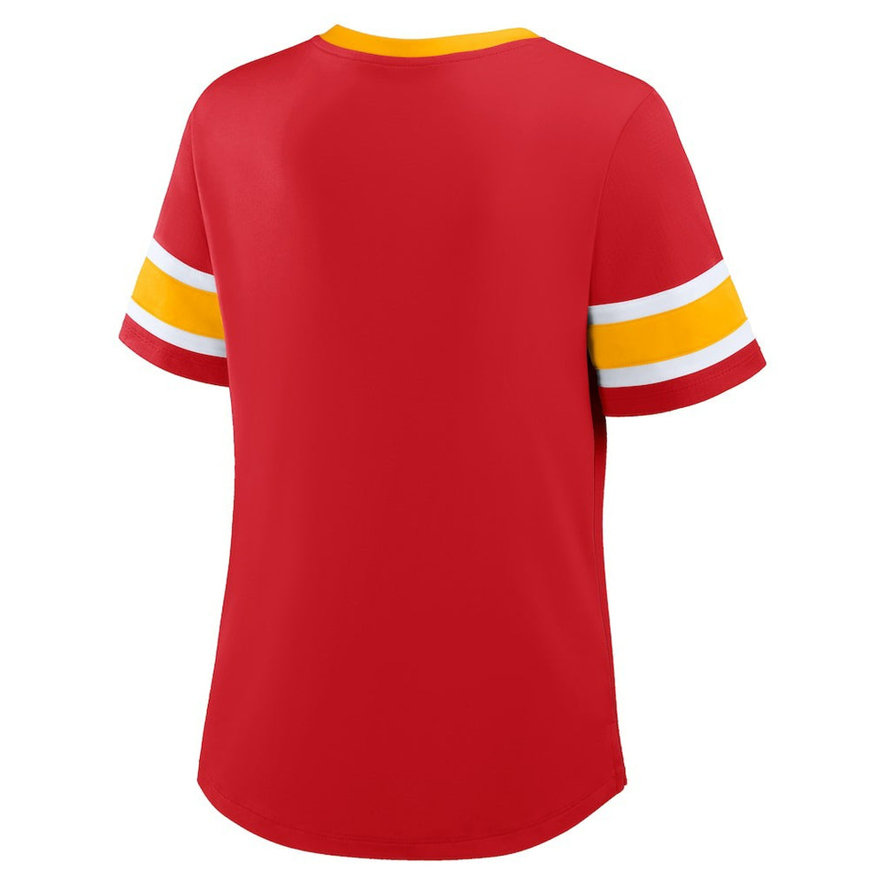Kansas City Chiefs Women's Redzone Draw Play Athena Lace-Up T-Shirt - Red - Fanatics