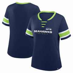 Seattle Seahawks Women's Redzone Draw Play Athena Lace-Up T-Shirt - College Navy - Fanatics