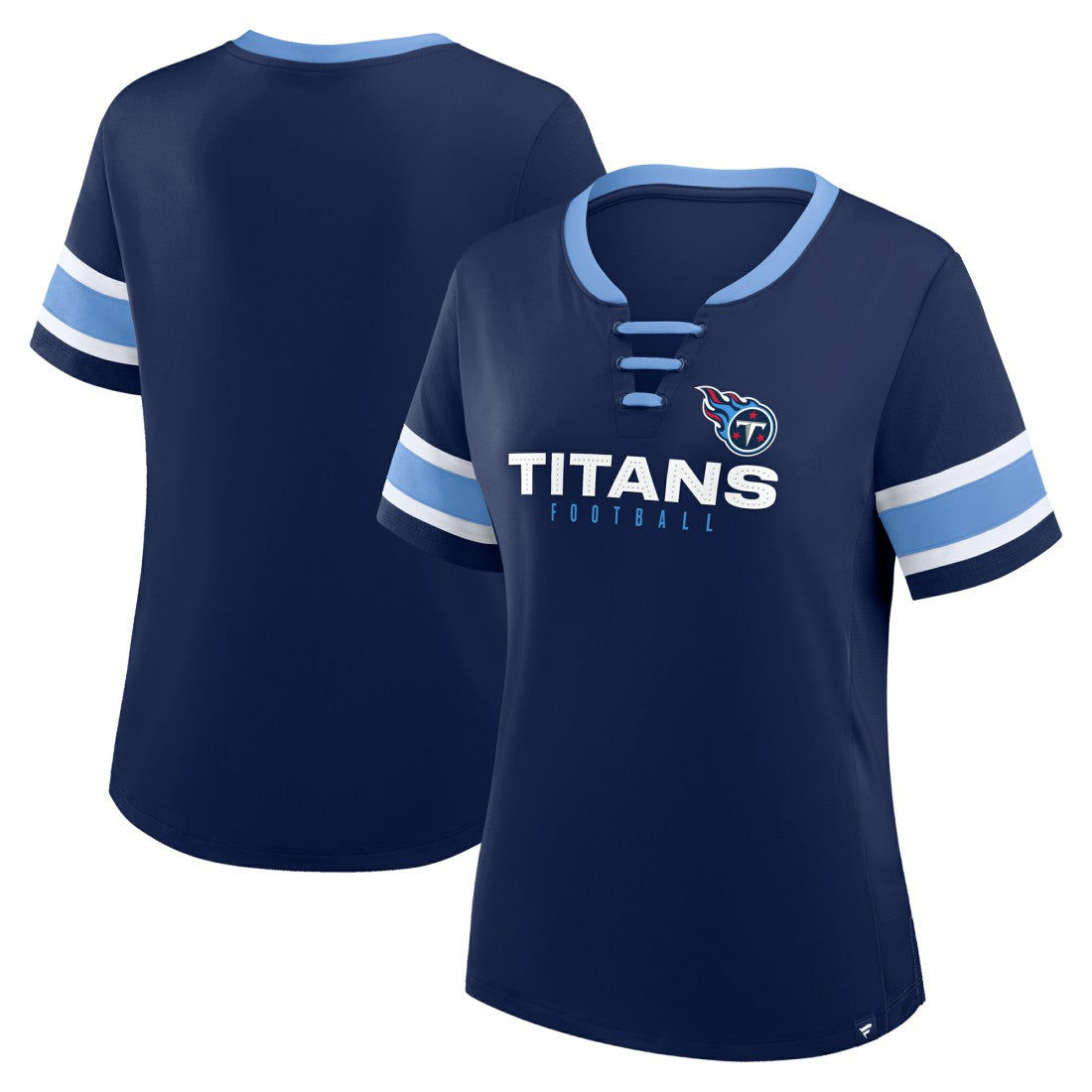 Tennessee Titans Women's Redzone Draw Play Athena Lace-Up T-Shirt - Navy - Fanatics