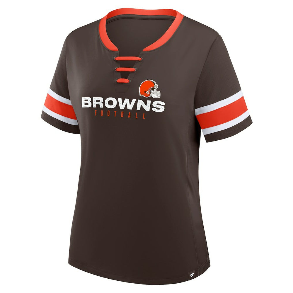 Cleveland Browns Women's Redzone Draw Play Athena Lace-Up T-Shirt - Brown - Fanatics