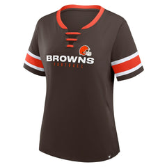 Cleveland Browns Women's Redzone Draw Play Athena Lace-Up T-Shirt - Brown - Fanatics