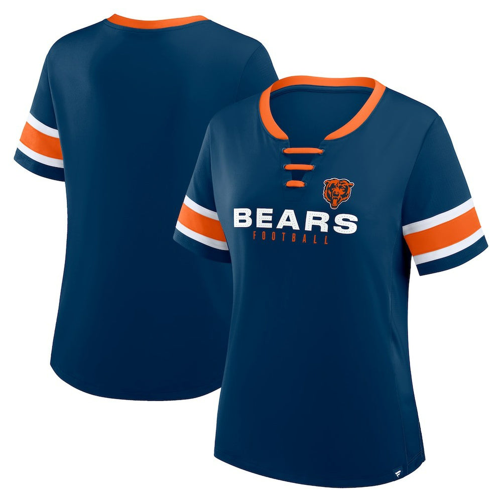 Chicago Bears Women's Redzone Draw Play Athena Lace-Up T-Shirt - Navy - Fanatics