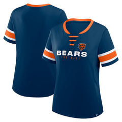 Chicago Bears Women's Redzone Draw Play Athena Lace-Up T-Shirt - Navy - Fanatics