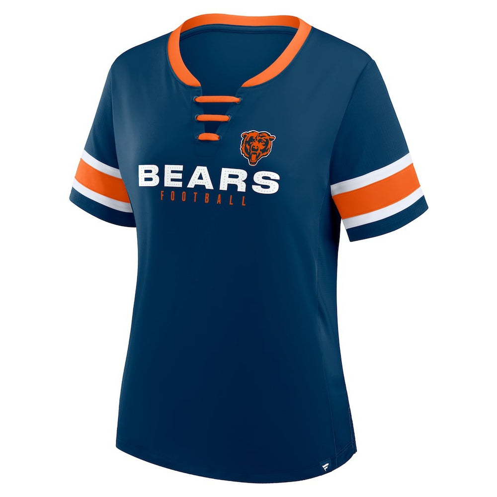 Chicago Bears Women's Redzone Draw Play Athena Lace-Up T-Shirt - Navy - Fanatics