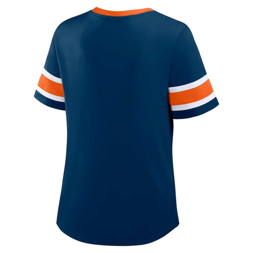 Chicago Bears Women's Redzone Draw Play Athena Lace-Up T-Shirt - Navy - Fanatics