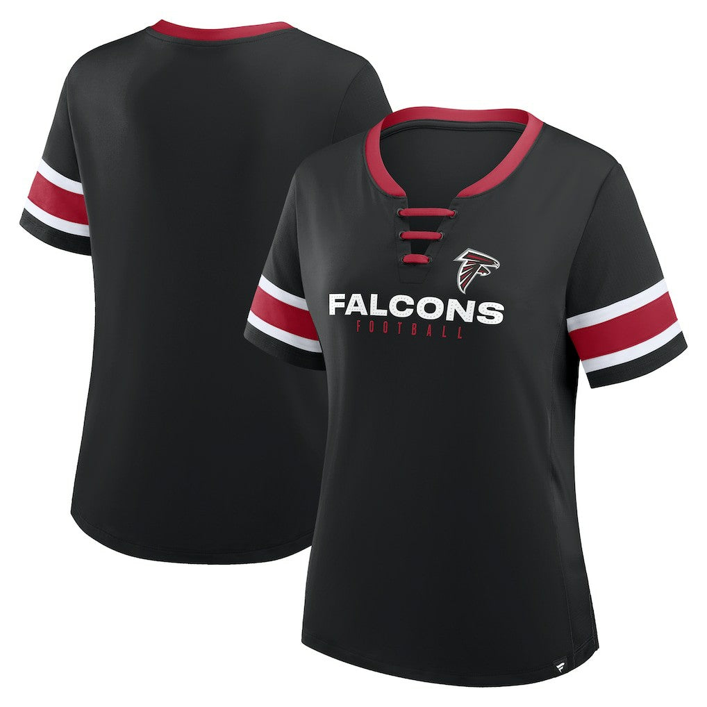 Atlanta Falcons Women's Redzone Draw Play Athena Lace-Up T-Shirt - Black - Fanatics