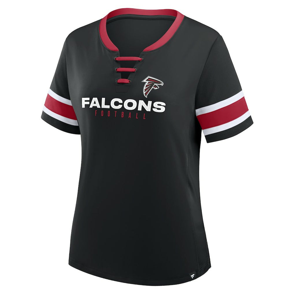 Atlanta Falcons Women's Redzone Draw Play Athena Lace-Up T-Shirt - Black - Fanatics