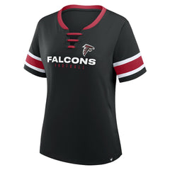 Atlanta Falcons Women's Redzone Draw Play Athena Lace-Up T-Shirt - Black - Fanatics