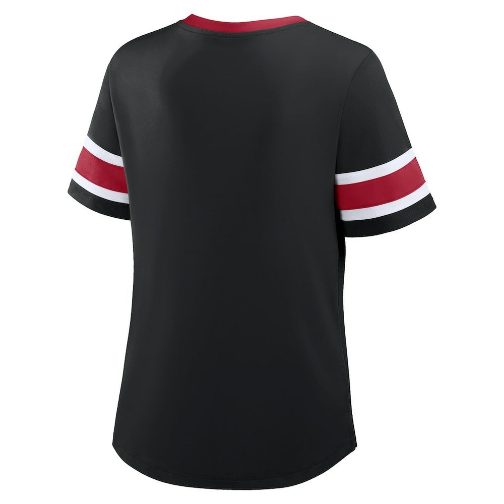Atlanta Falcons Women's Redzone Draw Play Athena Lace-Up T-Shirt - Black - Fanatics