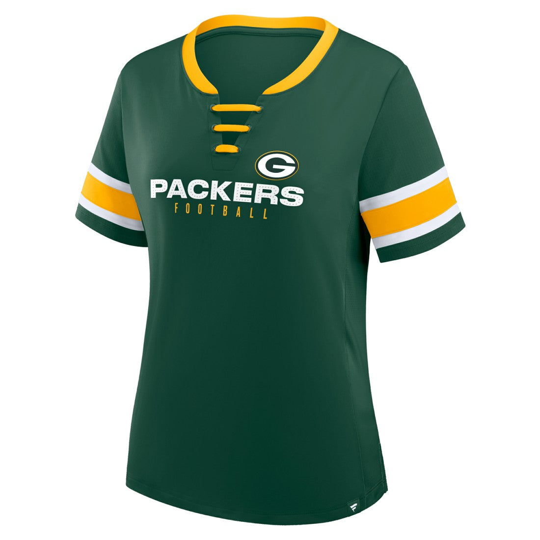 Green Bay Packers Women's Redzone Draw Play Athena Lace-Up T-Shirt - Green - Fanatics