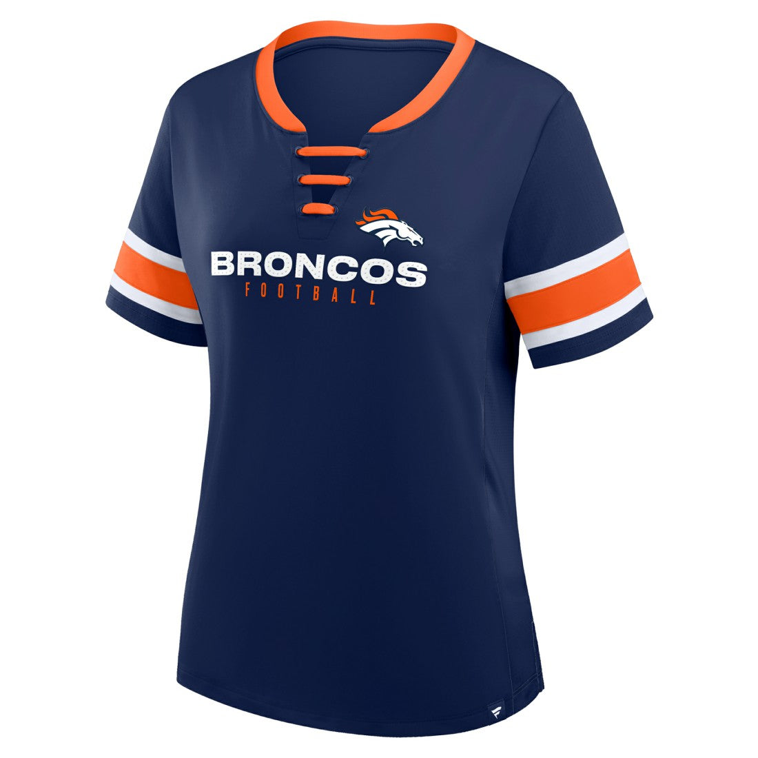 Denver Broncos Women's Redzone Draw Play Athena Lace-Up T-Shirt - Navy - Fanatics