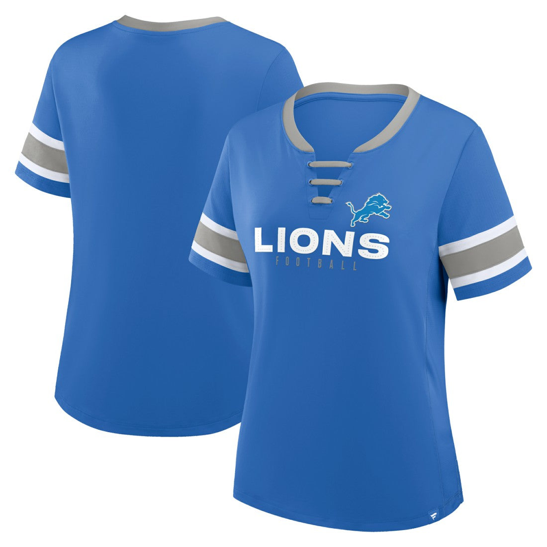 Detroit Lions Women's Redzone Draw Play Athena Lace-Up T-Shirt - Blue - Fanatics
